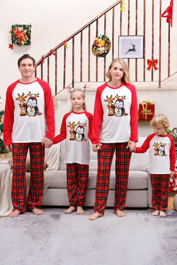 Pijama a cuadros rojos navideños familiares a juego